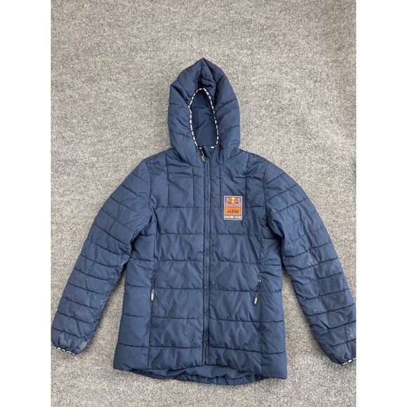 Red Bull KTM Racing Team Jacket Men's Small Blue Puffer Full Zip Hooded Pockets - Picture 1 of 11